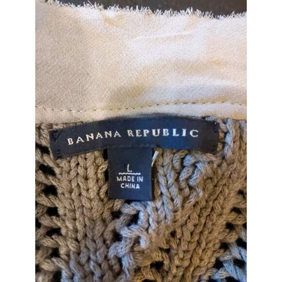 Crochet Vintage Banana Republic Green womens Sweater Vest Size large open vest - Picture 6 of 6